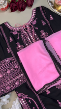 Black Pink Embroidery Suit