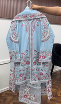 3pcs Blue Embroidery Suit