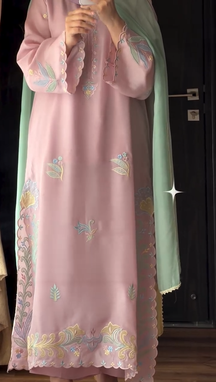Pink Embroidery Suit