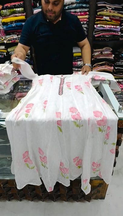 Anarkali 3Pcs White Frock
