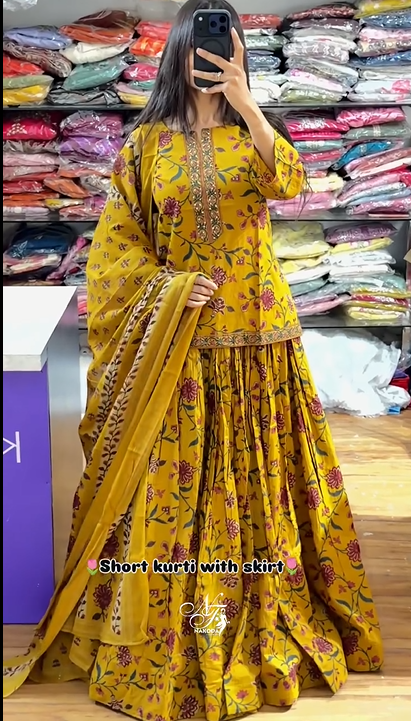 Short Kurti With Skirt