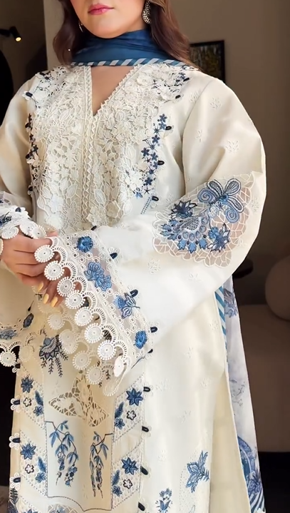 White with Blue Lac Suit