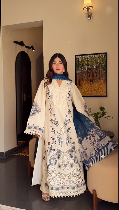 White with Blue Lac Suit