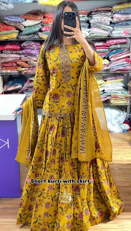 Short Kurti With Skirt