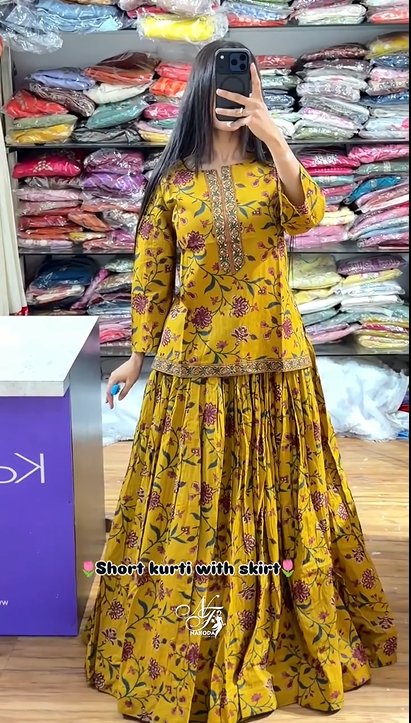Short Kurti With Skirt