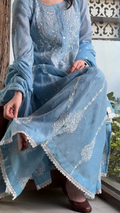 Baby Blue Chickankari Dress